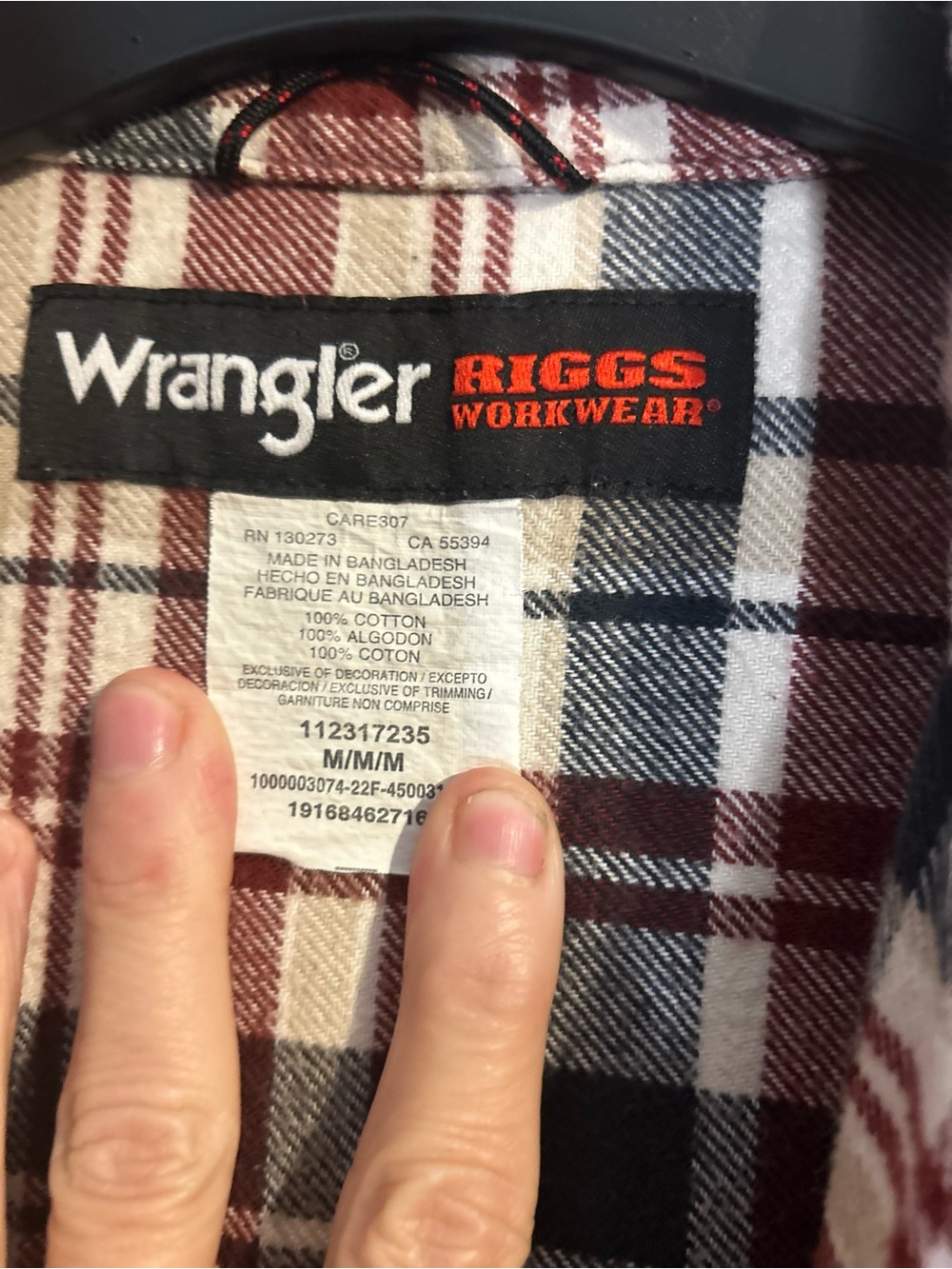 Wrangler Riggs Workwear Plaid Flannel Button Down Work Shirt Men’s Medium - Picture 4 of 14